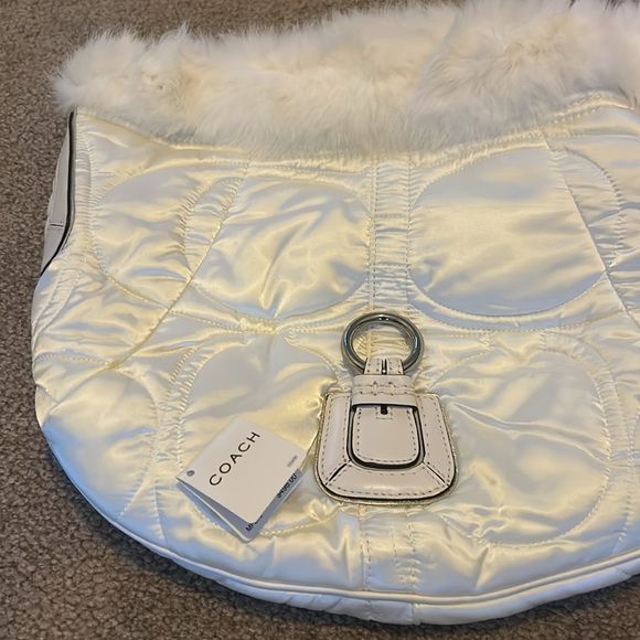 Coach Soho ski hobo satin bag with rabbit fur trim, bag # 3587 - Picture 5 of 11